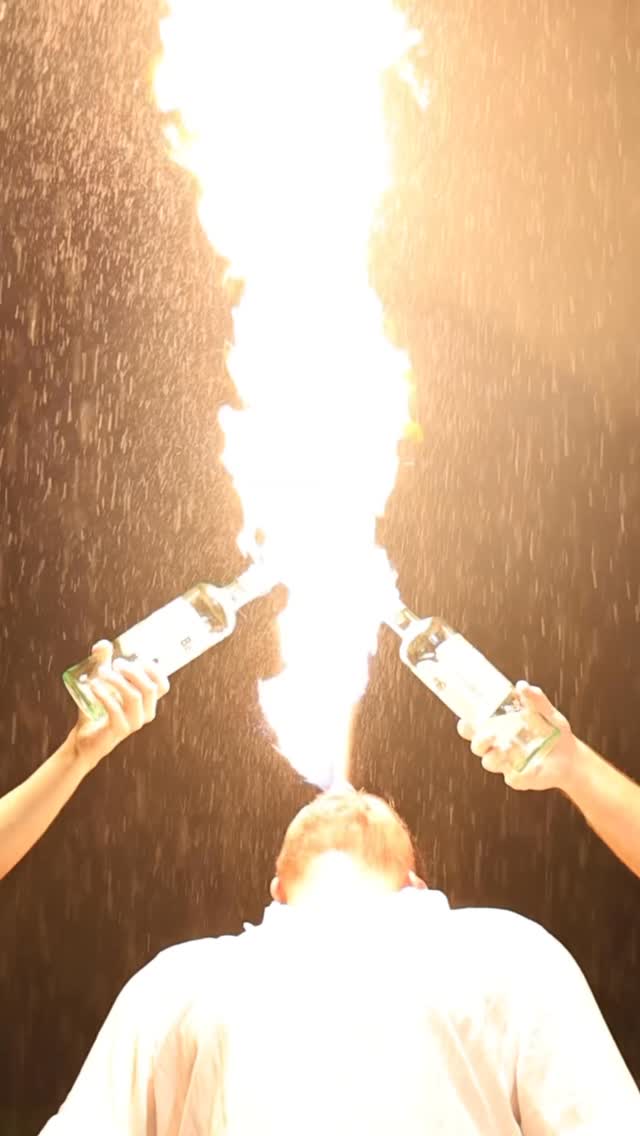 Fire breathing with two bottles