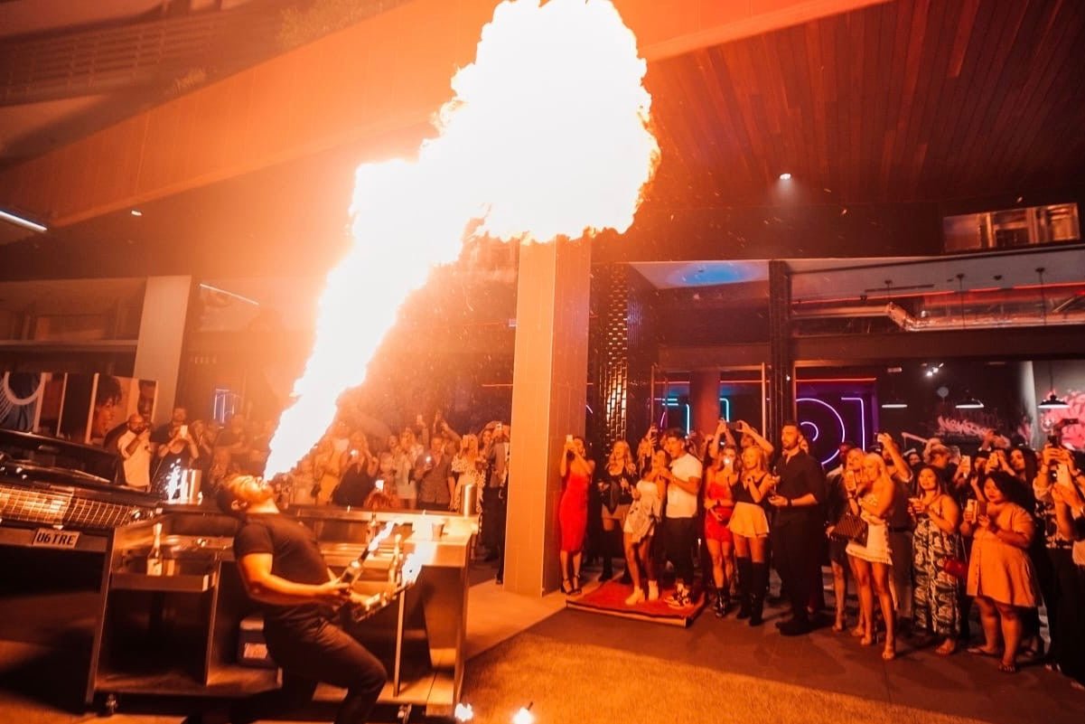 Flames over the crowd